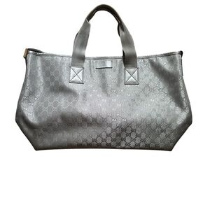 Gucci Metallic Silver GG Canvas Tote